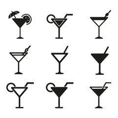 Cocktail icon set.