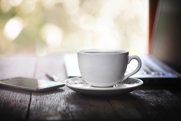 morning coffee on the desk