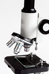 close up macro microscope on white background