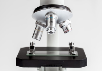 close up macro microscope on white background