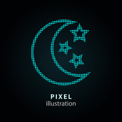 Moon star - pixel illustration.