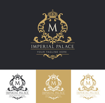 Hotel logo, Imperial palace logo, royal brand logo, luxury logo template.