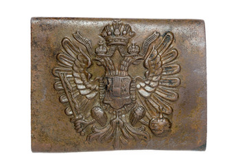 belt buckle of the Austro-Hungarian soldier on isolated white background