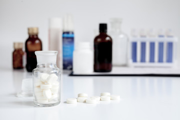 check pills in laboratory no one