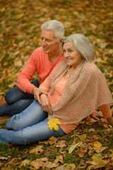 Senior couple in autumn park