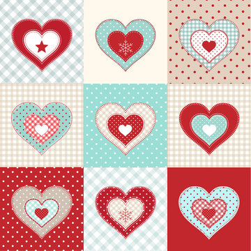 Set of decorative red hearts, illustration