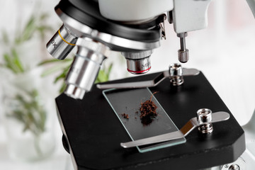 analysis of soil samples under microscope