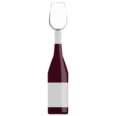 bottle of wine with glass concept isolated vector illustration