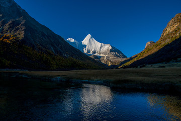 Holy Snow Mountain in Yading national reserve at Daocheng County, in the southwest of Sichuan Province, China.