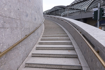 Stairs in the city, round stone stairway