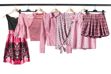 Pink clothes on clothes racks - obrazy, fototapety, plakaty