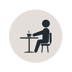 Icono plano cafeteria gris en circulo gris