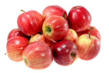 ripe red apples on a white background