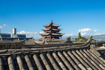Wuhua Tower, central landmark of the Dali Old town in Yunnan Province, CHINA