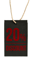 Paper labels (Tag) with different discount rates on white backgr
