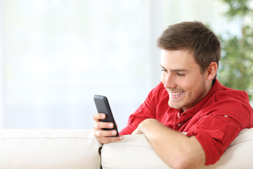 Man watching media content in a phone