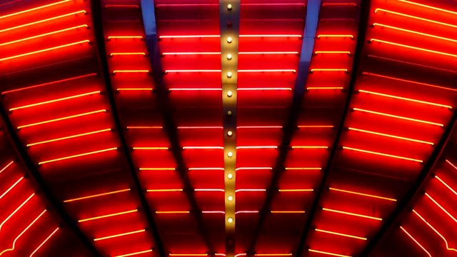 Zoom Out - Red Neon Las Vegas Casino Sign At Night