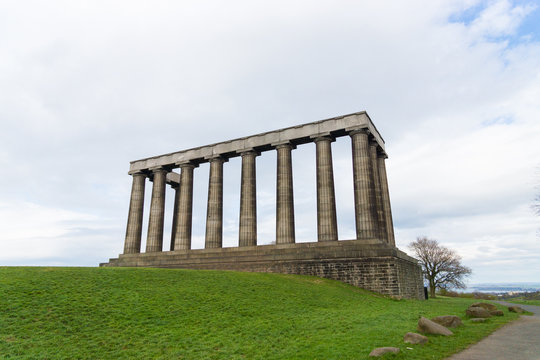 The unfinished National Monument, built to commemorate the soldiers of the Napoleonic Wars on Calton Hill, Edinburgh, Scotland, UK
