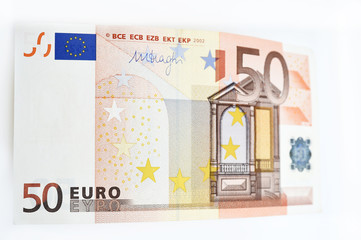 Fifty Euro isolated on white background.