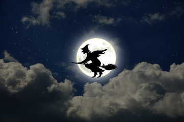 Obraz premium Witch on a broomstick