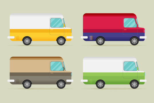 Set of color trucks. Isolated trucks. Vector illustration flat 