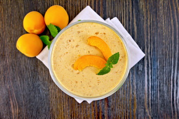 Jelly air apricot in glass bowl on board top