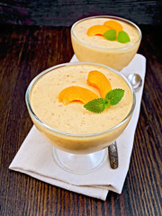 Jelly air apricot in glass bowl on board