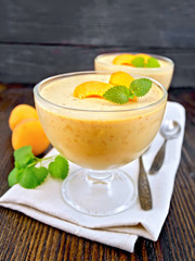 Jelly air apricot in glass bowl on napkin