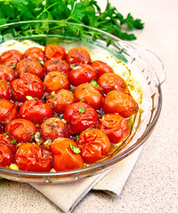 Tomatoes baked on granite table