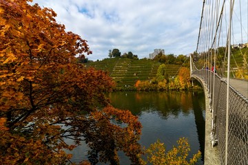 Bridge over a river in Autumn