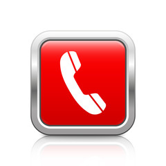 Phone – Glossy red metal button with reflection