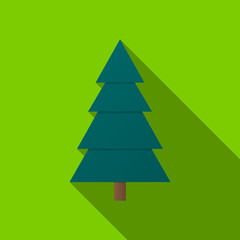 Abstract Christmas tree with long shadow on light green background