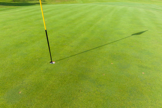 Golf Green Flag Stick Shadow