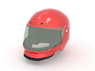 Fototapeta premium 3d rendering of a red helmet for the rider on a white background.