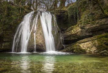 Fototapeta na wymiar Janets Foss waterfall in Yorkshire