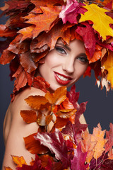 Autumn Woman. Beautiful makeup 