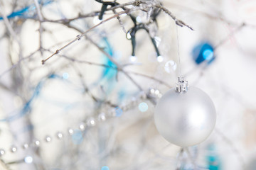 Christmas blue and silver decorations