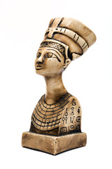 Egyptian souvenir - stone statue of the Queen on a white isolated background