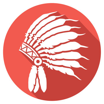 native american indian chief headdress flat icon