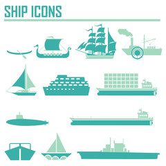 Boats and ships icons set