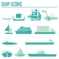 Obraz premium Boats and ships icons set