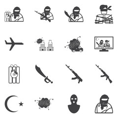 Obraz premium Hijacker Terrorist Airplane car bomb,vector Icon Clipart
