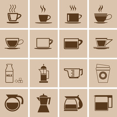 Coffee cup and Tea cup icon set.Illustration