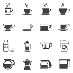 Coffee cup and Tea cup icon set.Illustration