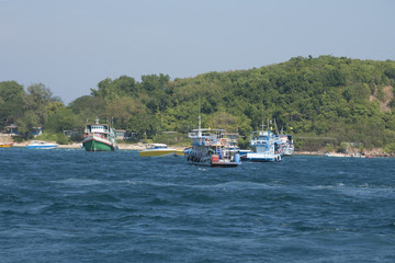 Recreational boats near with Koh-Larn island, Pattaya, Thailand