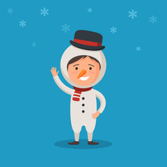 Kid in a costume snowman