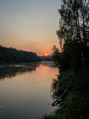 colorful sunrise over the lake