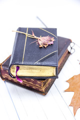 Vintage books and dry flower