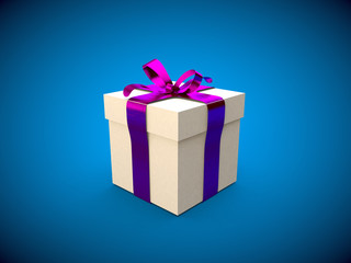 Gift box with piunk ribbon bow 3d illustration rendering