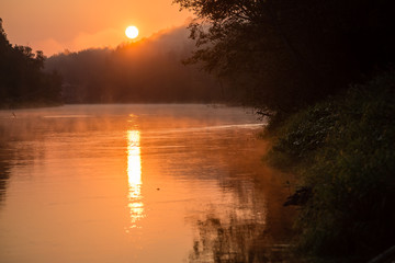 colorful sunrise over the lake